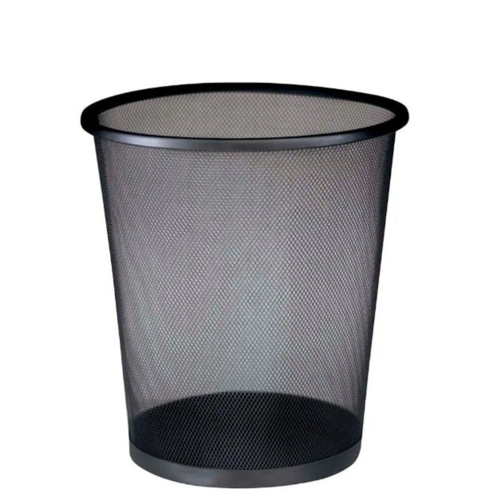LIXEIRA 11L CESTO TELADO PRETO ACO A30D27- MOR