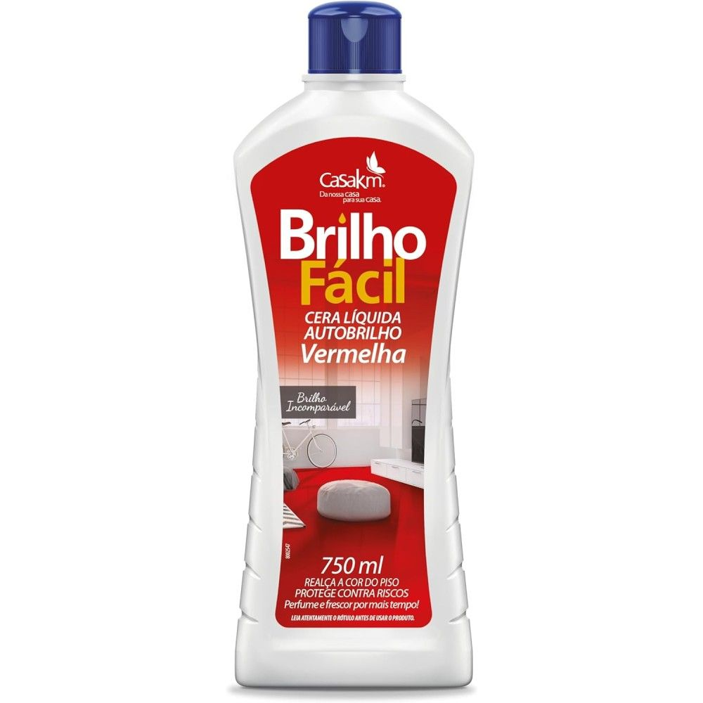 CERA LIQUIDA VERMELHA 750ML BRILHO FACIL ARDOSIA - CASAKM