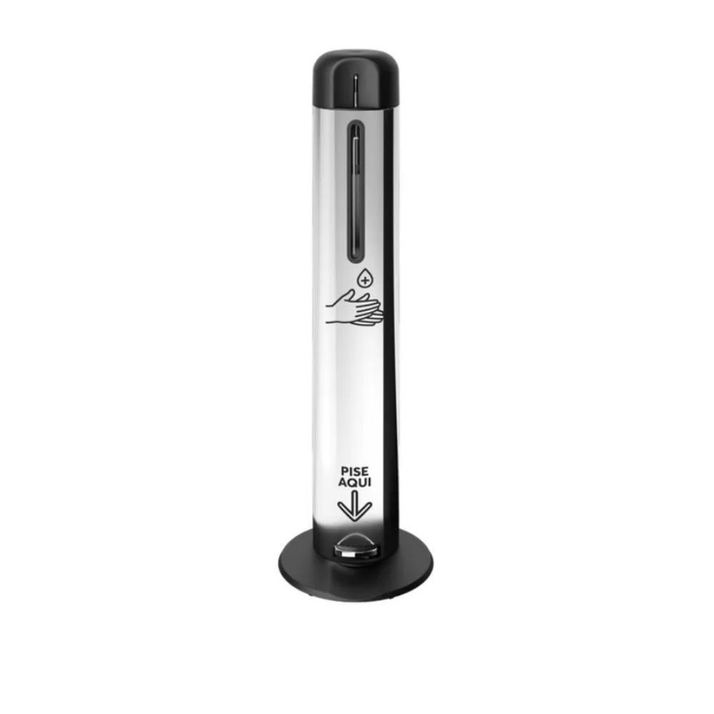TOTEM DISPENSER DE ALCOOL GEL HIGIENIZADOR DE MAOS DE INOX COM PEDAL - BRINOX