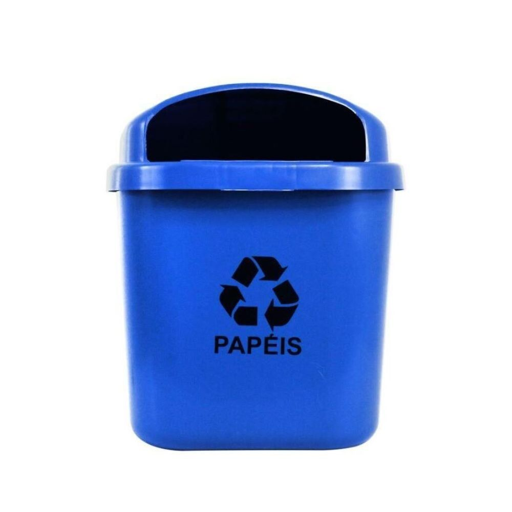LIXEIRA 40L AZUL DIN / PET / PAPELEIRA / CESTO A52P32L44CM C/ SUP PLASTICO - JSN