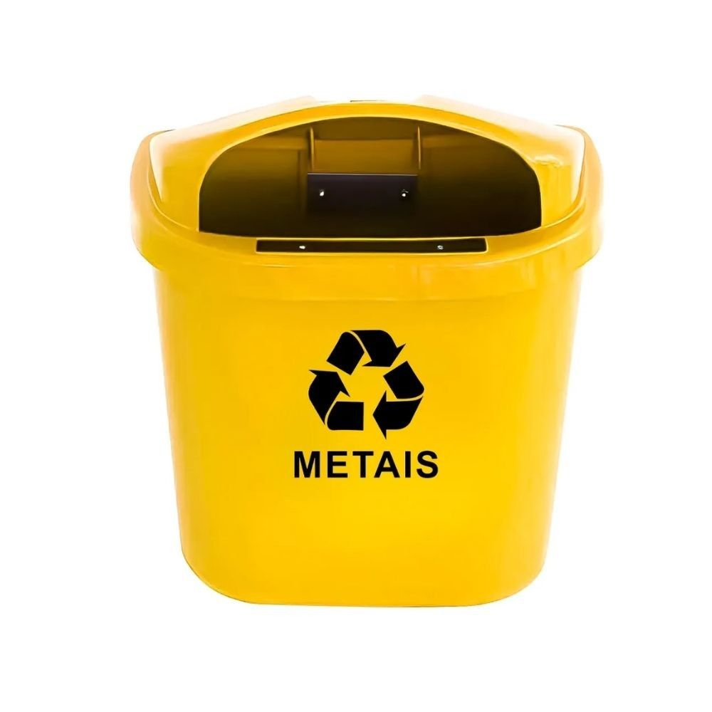 LIXEIRA 40L AMARELA DIN / PET / PAPELEIRA / CESTO A52P32L44CM C/ SUP PLASTICO - JSN