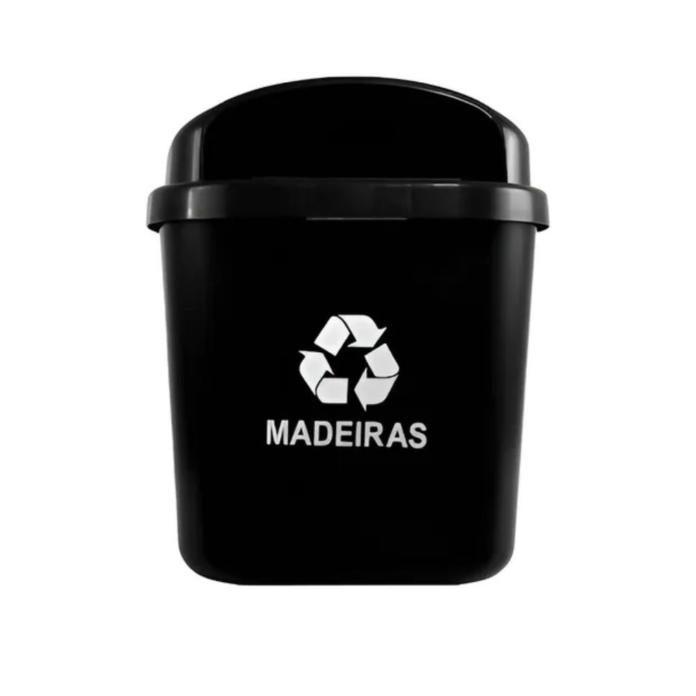 LIXEIRA 40L PRETO DIN / PET / PAPELEIRA / CESTO A52P32L44CM C/ SUP PLASTICO - JSN