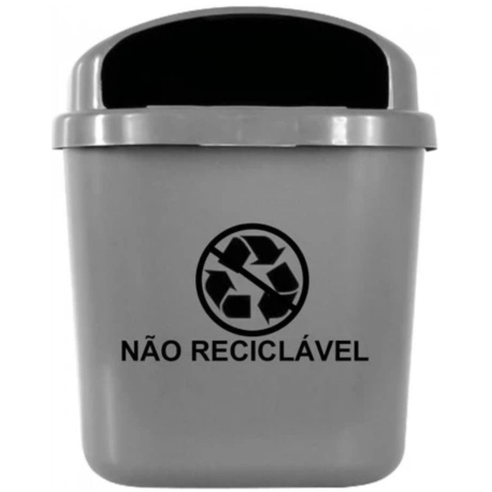 LIXEIRA 40L CINZA DIN / PET / PAPELEIRA / CESTO A52P32L44CM C/ SUP PLASTICO - JSN