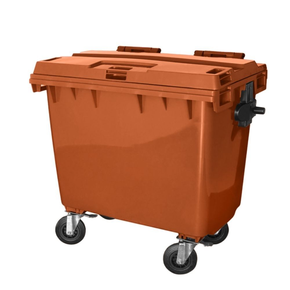 CONTENTOR 1000L MARROM A129L138P104CM COM 4 RODAS E SEM PEDAL - JSN