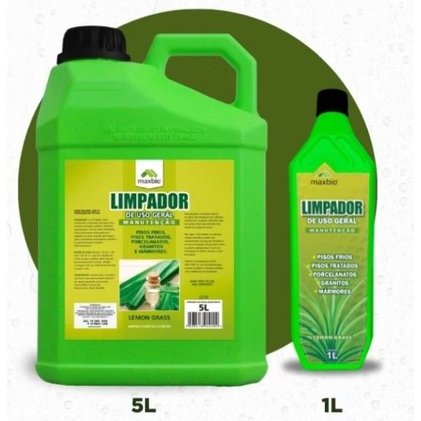 LEMONGRASS LIMPADOR DE USO GERAL 5L DILUI 100ML EM 5L DE AGUA - MAXBIO
