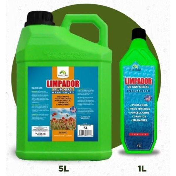SPRING LIMPADOR DE USO GERAL 5L DILUIR 1L  X 100L DE AGUA  - MAXBIO
