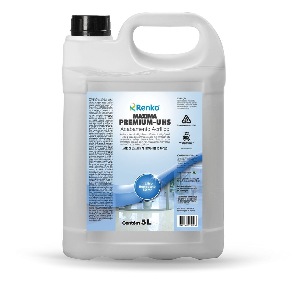 MAXIMA PREMIUM UHS 27% 5L CERA ACABAMENTO ACRILICO REND 1L ATE 80M - RENKO