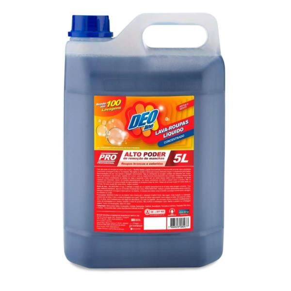 SABAO LIQUIDO LAVA ROUPAS 5L ALTO PODER DE REMOCAO DILUI 20ML EM 10L - DEOLINE