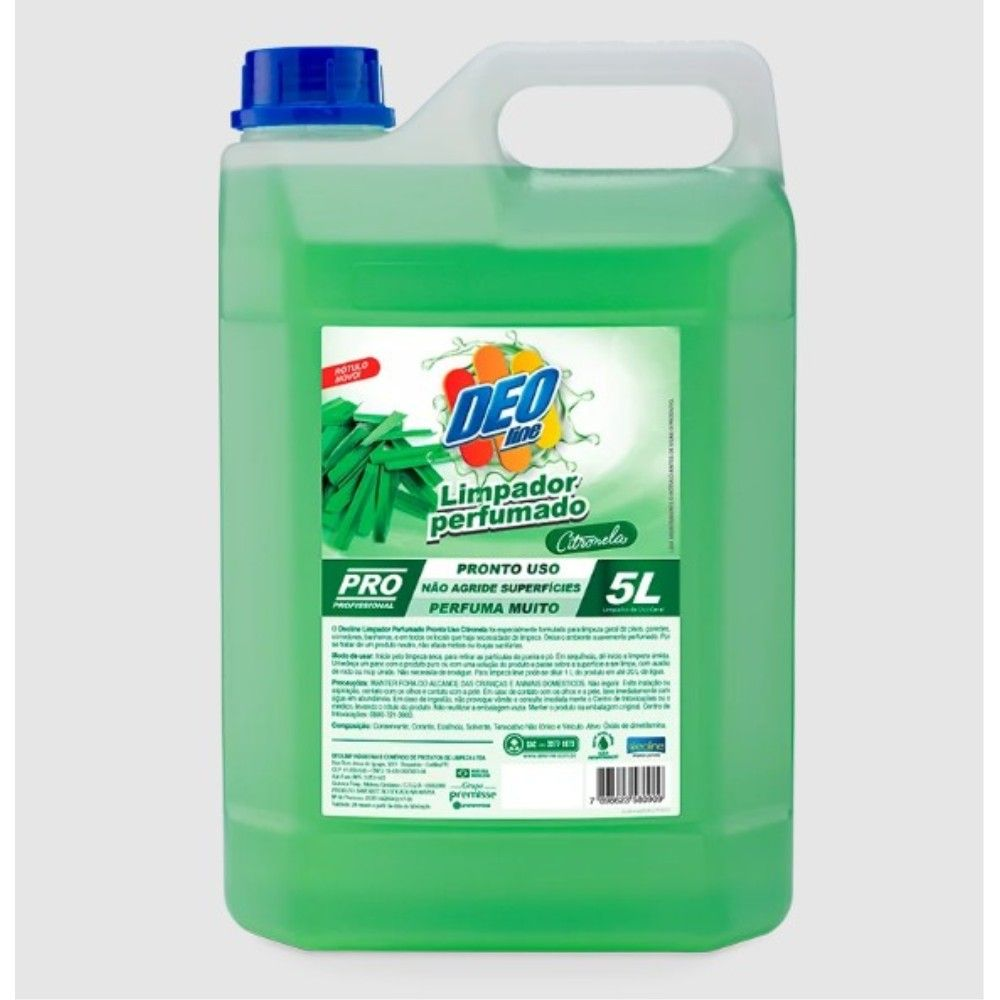 LIMPADOR PERFUMADO 5L CITRONELA DILUI 1L EM  20L PRONTO USO LIMPEZA GERAL - DEOLINE