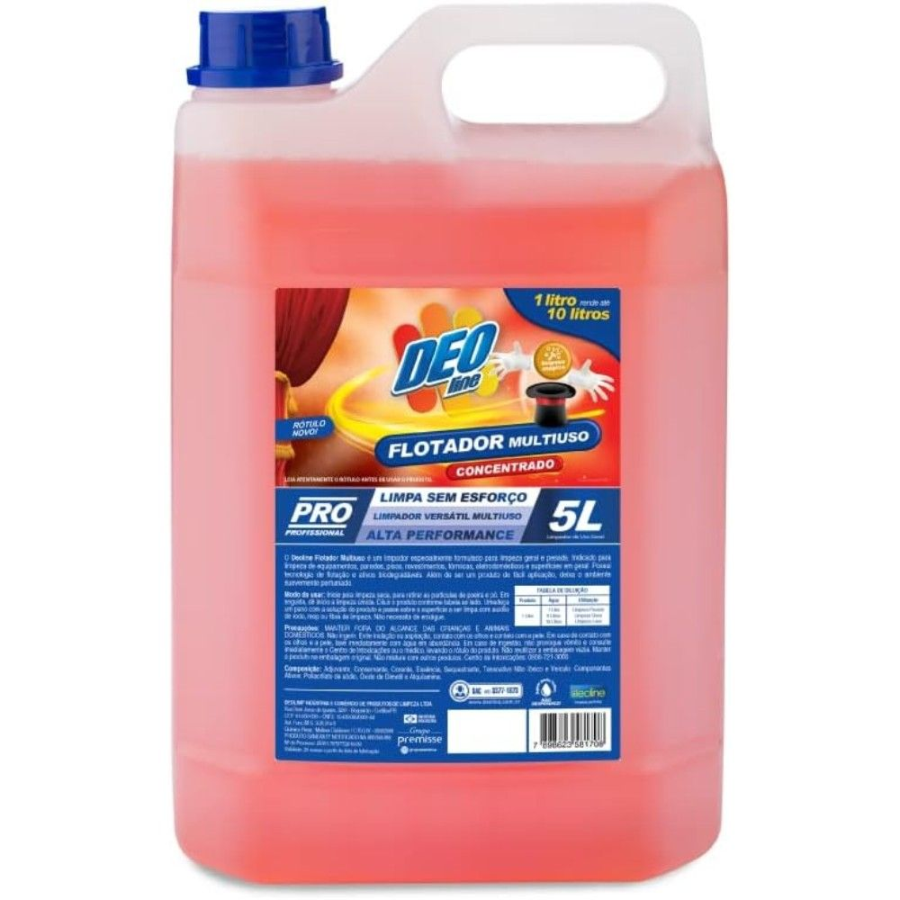 FLOTADOR 5L MAGICO MANDARINA LIMPADOR POR FLOTACAO DILUI 1L EM 10L CONCENTRADO - DEOLINE
