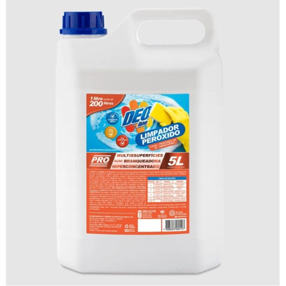 LIMPADOR PEROXIDOA BASE DE HIDROGENIO 5L HIPERCONCENTRADO RENDE ATE 200L - DEOLINE  