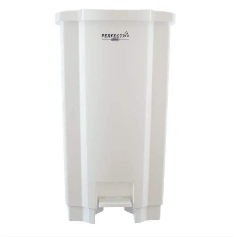 LIXEIRA 100L BRANCA COM PEDAL E RODAS COM CESTO COLETOR - PERFECT