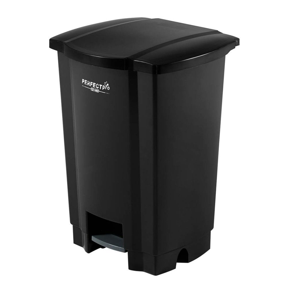 LIXEIRA 100L PRETA COM PEDAL A84L49P48CM CESTO COLETOR - PERFECT