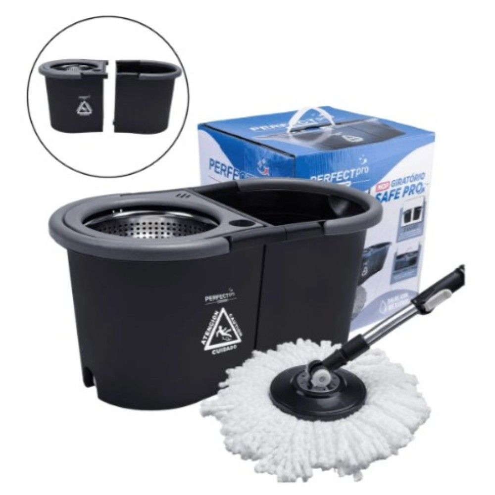 MOP 360 2 AGUAS PRETO 10L GIRATORIO COM 2 REFIL 10 LITROS CABO 160CM - PERFECT 