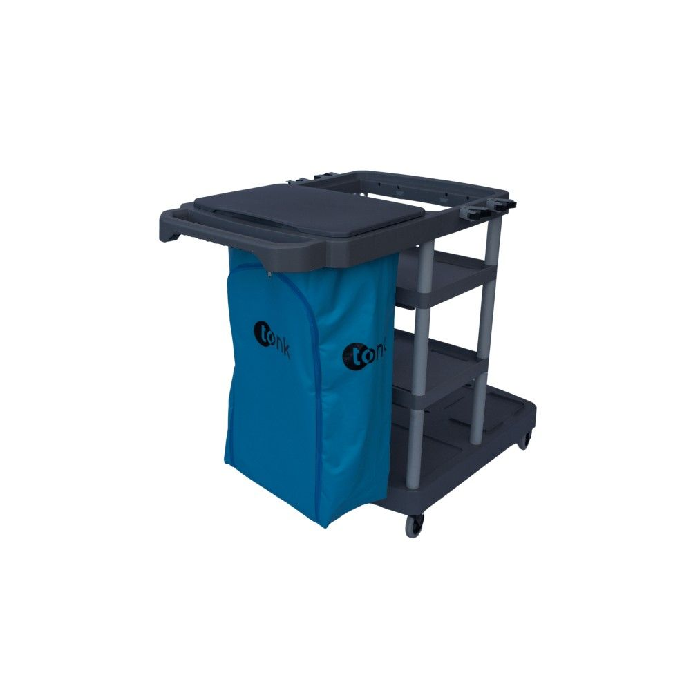 CARRO FUNCIONAL TITAN CINZA COM BOLSA E TAMPA AZUL CEU - TONK