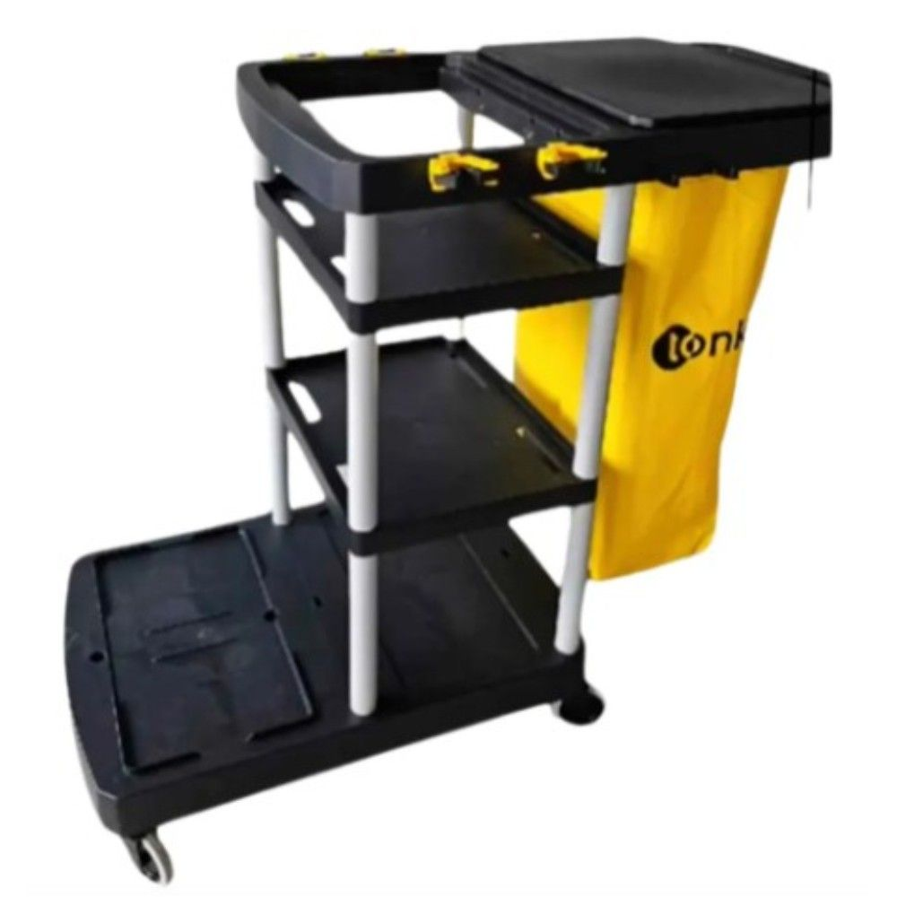 CARRO FUNCIONAL TITAN PRETO C TAMPA PRETA E BOLSA  AMARELA - TONK