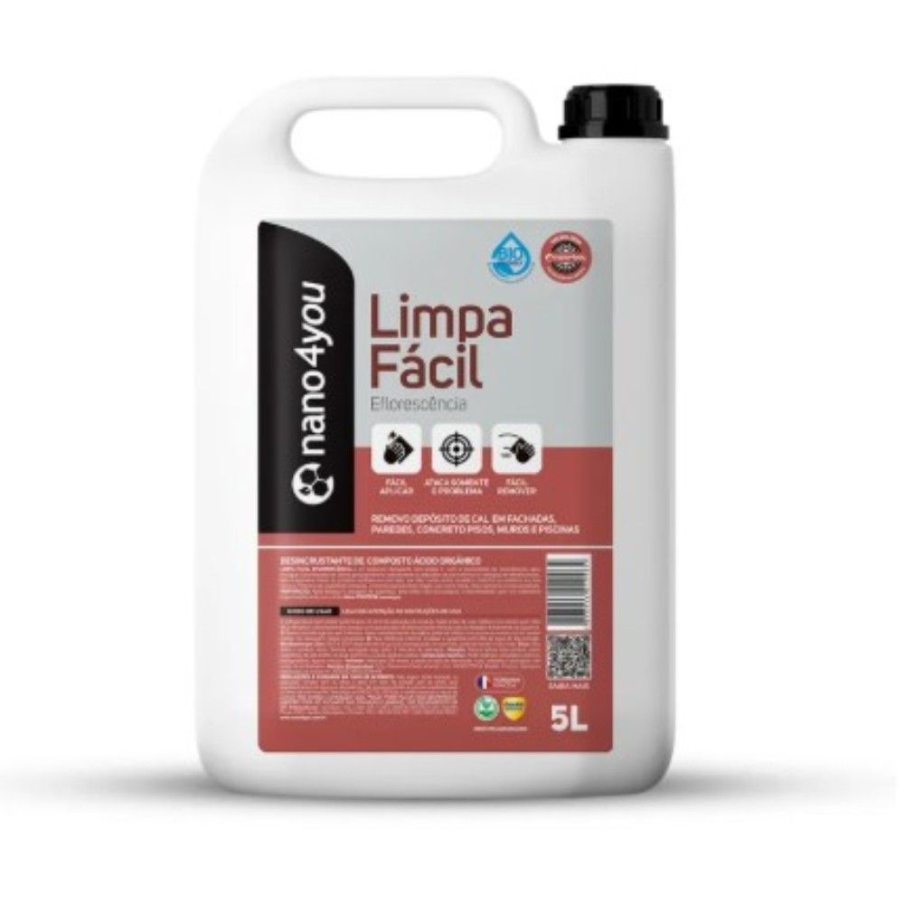 LIMPA FACIL EFLORESCENCIA 5L DILUI 1L EM 5L  ATIVO ACIDO ORGANICO - NANO4YOU