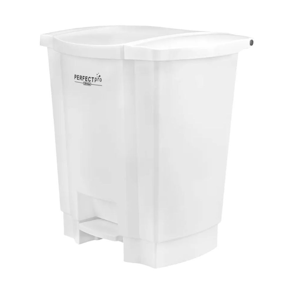 LIXEIRA 50L BRANCA COM PEDAL CESTO COLETOR - PERFECT