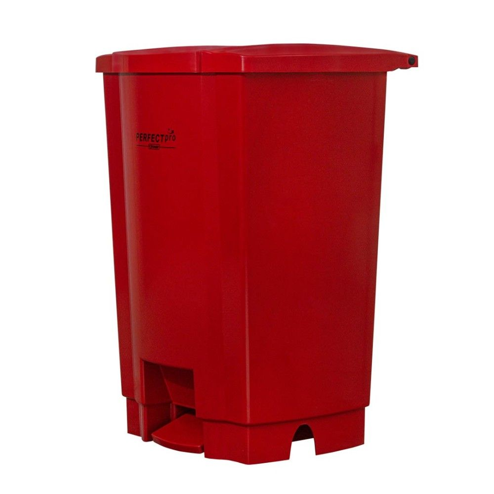 LIXEIRA 50L VERMELHA COM PEDAL A60L41P40CM CESTO COLETOR - PERFECT
