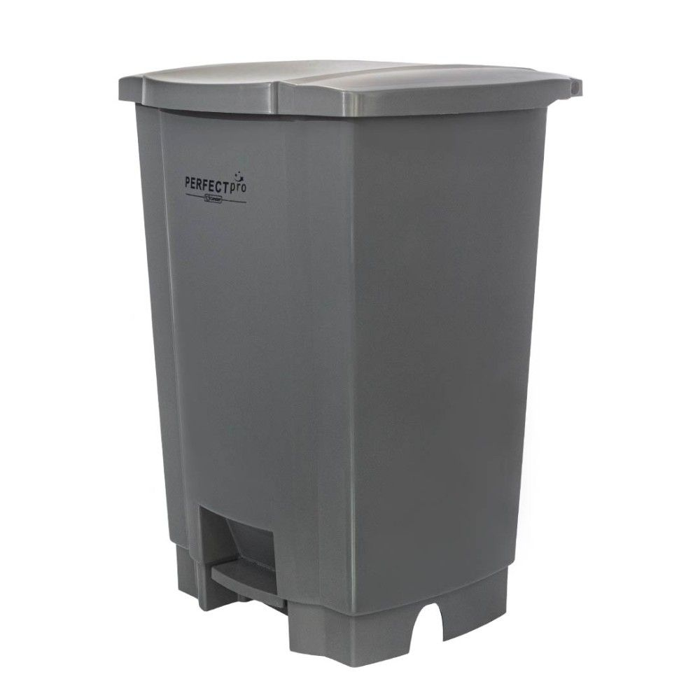 LIXEIRA 50L CINZA COM PEDAL A60L41P40 CESTO COLETOR - PERFECT