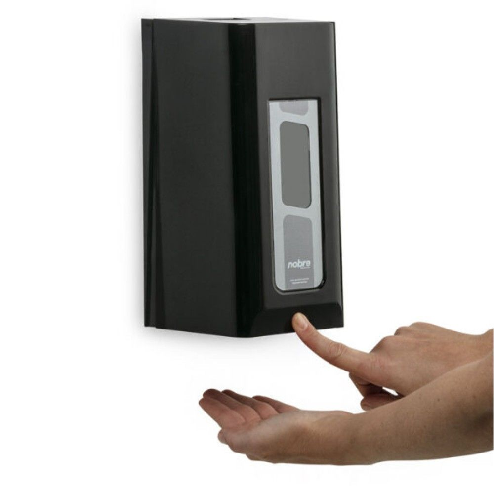 DISPENSER SABONETE ESPUMA 800ML  FRENTE PRETA METALICA COM RESERVATORIO - NOBRE