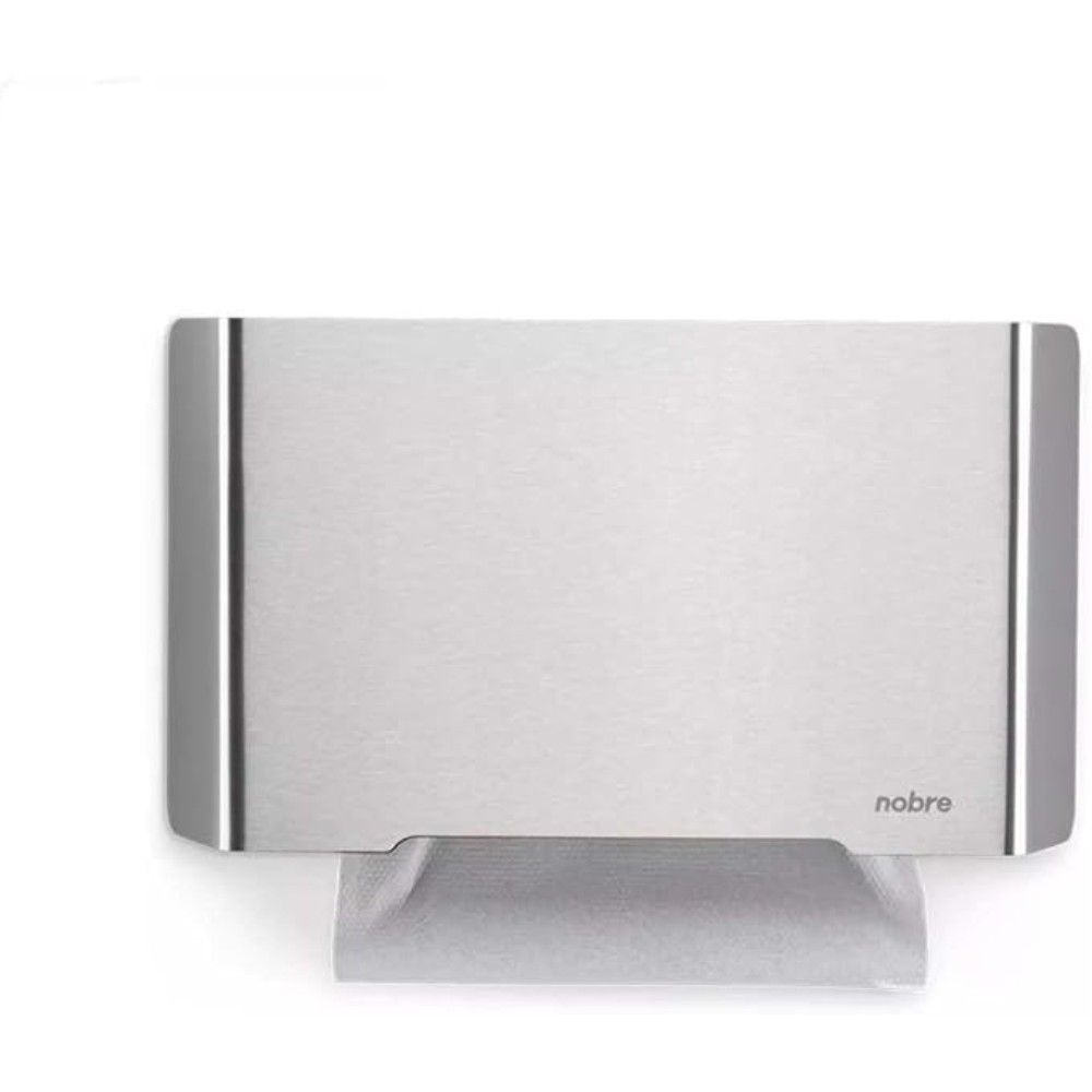 TOALHEIRO DISPENSER PORTA PAPEL TOALHA FRENTE INOX ESCOVADO - NOBRE 