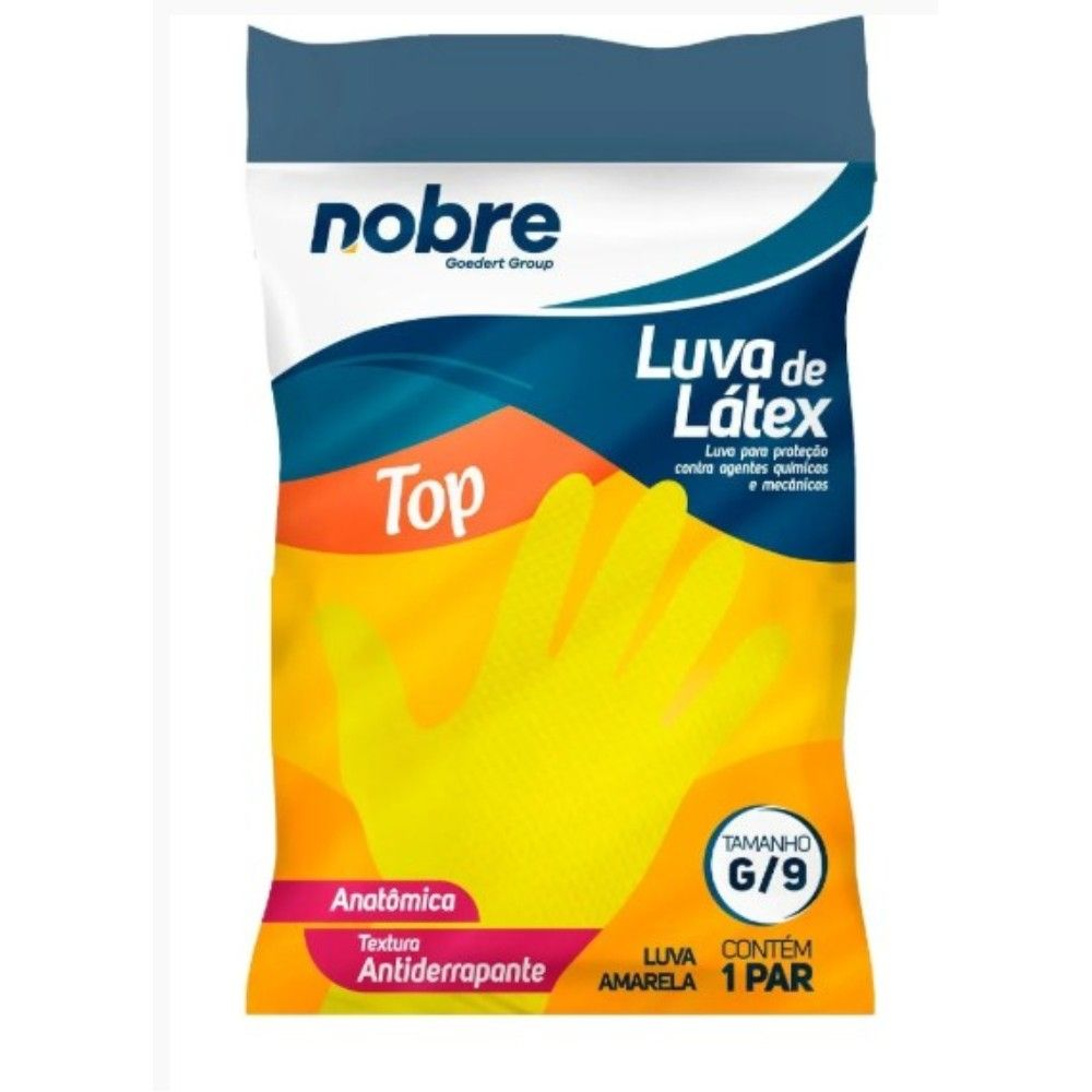 LUVA SILVER LATEX HIPOALERGENICA G/9 AMARELA - NOBRE