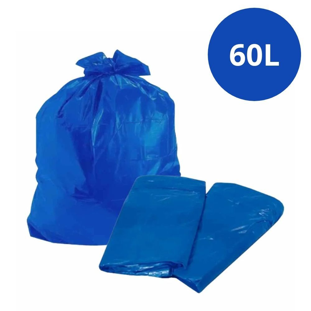 60L AZUL 0.10M FORTE 63X70CM SACOS PARA LIXO COM 100UND PESO APROX. 2,5KG - MDC