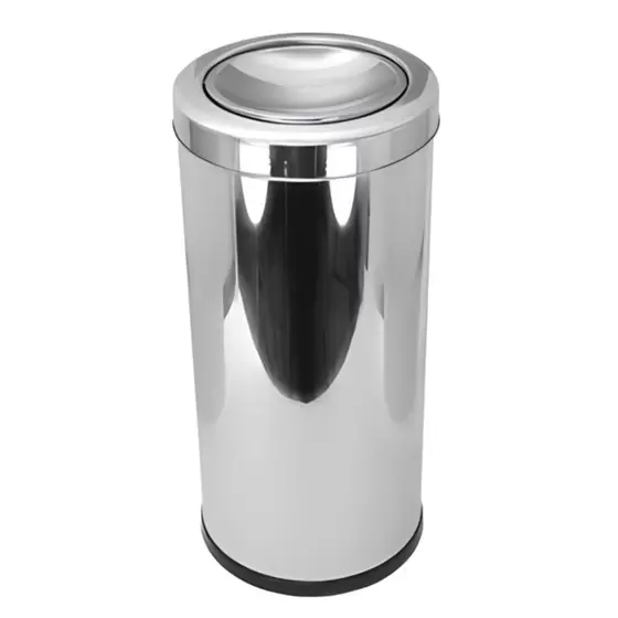 LIXEIRA 12L INOX REDONDA COM BASCULANTE FLIP TOP E CESTO INTERNO A36 D25CM - CLINK