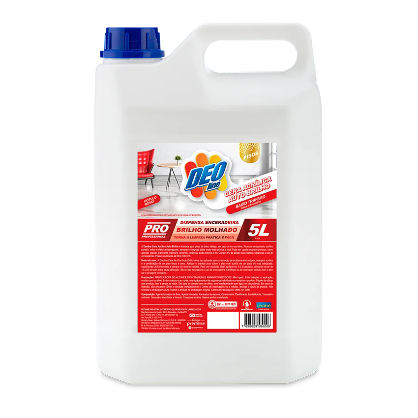 CERA  AUTO BRILHO UHS 21% 5L IMPERMEABILIZATE  ACRILICO ACABAMENTO REND 1L ATE 100M - DEOLINE