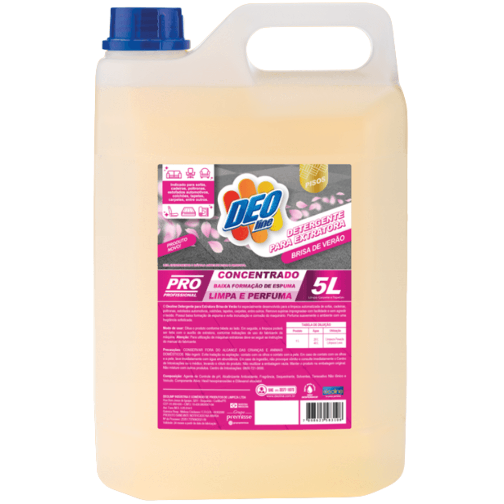 DETERGENTE PARA EXTRATORA 5L BRISA DE VERAO DILUI 1L EM 40L CONCENTRADO - DEOLINE