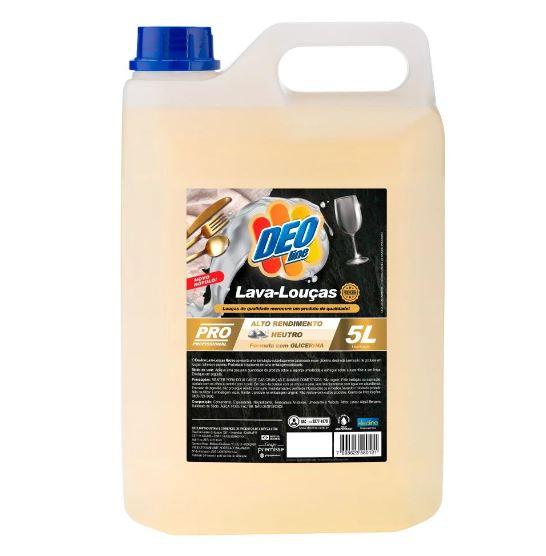 DETERGENTE NEUTRO 5L LAVA LOUCAS PRONTO USO - DEOLINE