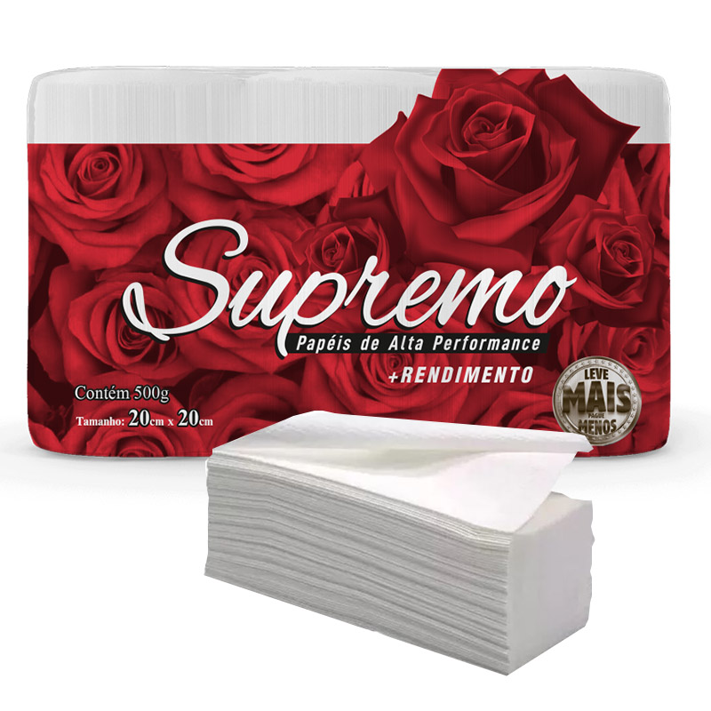 PAPEL TOALHA 20X20CM COM 500 GRAMAS F SIMPLES EXTRA LUXO 18GR 100% CV - SUPREMO