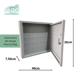 CLAVICULARIO DE 60 CHAVES QUADRO PINTURA CINZA ESMALTADA