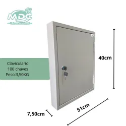 CLAVICULARIO DE 100 CHAVES QUADRO PINTURA CINZA ESMALTADA