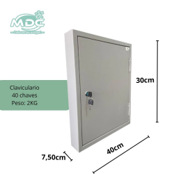 CLAVICULARIO DE 40 CHAVES QUADRO PINTURA CINZA ESMALTADA