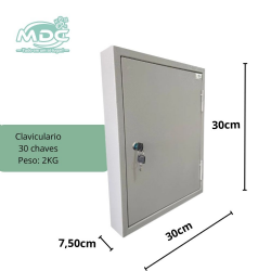 CLAVICULARIO DE 30 CHAVES QUADRO PINTURA CINZA ESMALTADA