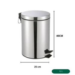LIXEIRA 12L INOX REDONDA COM PEDAL E BALDE A40D25CM  - BRINOX