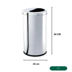 LIXEIRA 12L INOX COM TAMPA MEIA LUA A44D20CM - BRINOX