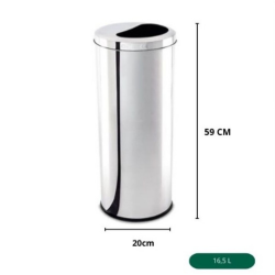 LIXEIRA 16L INOX COM TAMPA MEIA LUA A59D20CM - BRINOX