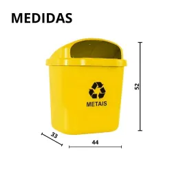 LIXEIRA 40L CINZA DIN / PET / PAPELEIRA / CESTO A52P32L44CM C/ SUP PLASTICO - JSN
