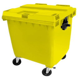 CONTENTOR 1000L AMARELO A129L138P104CM COM 4 RODAS E SEM PEDAL - JSN