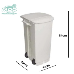 LIXEIRA 100L BRANCA COM PEDAL E RODAS COM CESTO COLETOR - PERFECT