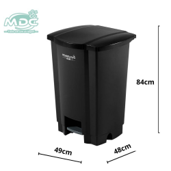 LIXEIRA 100L PRETA COM PEDAL A84L49P48CM CESTO COLETOR - PERFECT