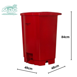 LIXEIRA 100L VERMELHA  COM PEDAL A84L49P48CM CESTO COLETOR - PERFECT