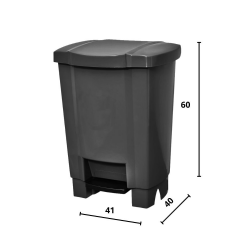 LIXEIRA 50L CINZA COM PEDAL A60L41P40CM CESTO COLETOR - TONK