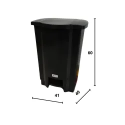 LIXEIRA 50L PRETA COM PEDAL A60L41P40CM CESTO COLETOR - TONK