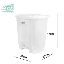 LIXEIRA 35L BRANCA  COM PEDAL CESTO COLETOR - PERFECT