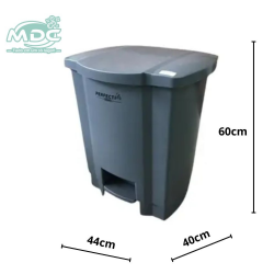 LIXEIRA 50L CINZA COM PEDAL A60L41P40 CESTO COLETOR - PERFECT