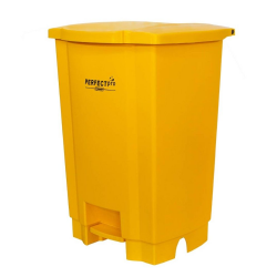 LIXEIRA 50L AMARELA COM PEDAL A60L41P40CM CESTO COLETOR - PERFECT